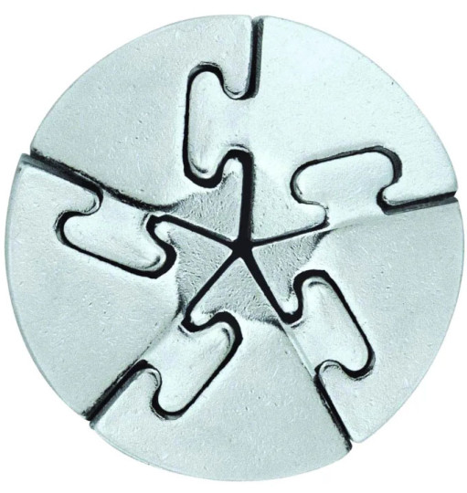 Металлическая головоломка Круг из 5 частей Пазла, 5 ур.